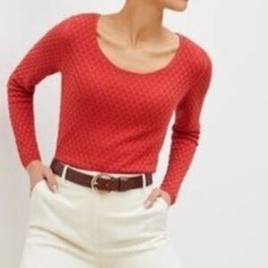 MM LaFleur medium top Scoop Neck Textured Knit Long Sleeve